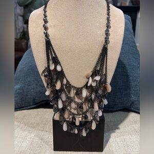 Elegant Black and Cream Beaded Necklace